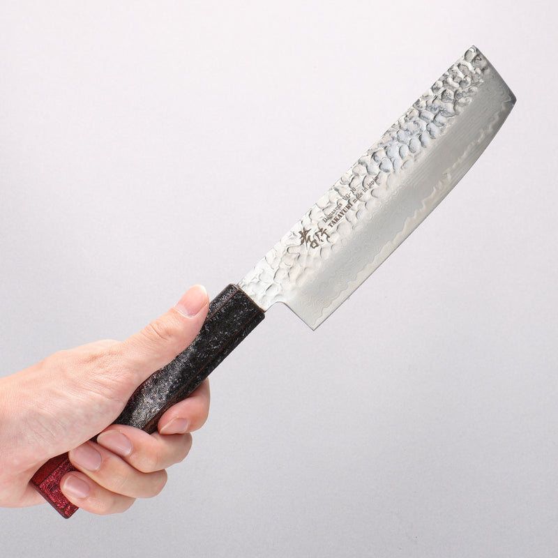 堺 孝行 琳凰 VG10 33層 大馬士革紋 菜切 日本刀 160mm 紅漆塗 握把 - 清助刃物