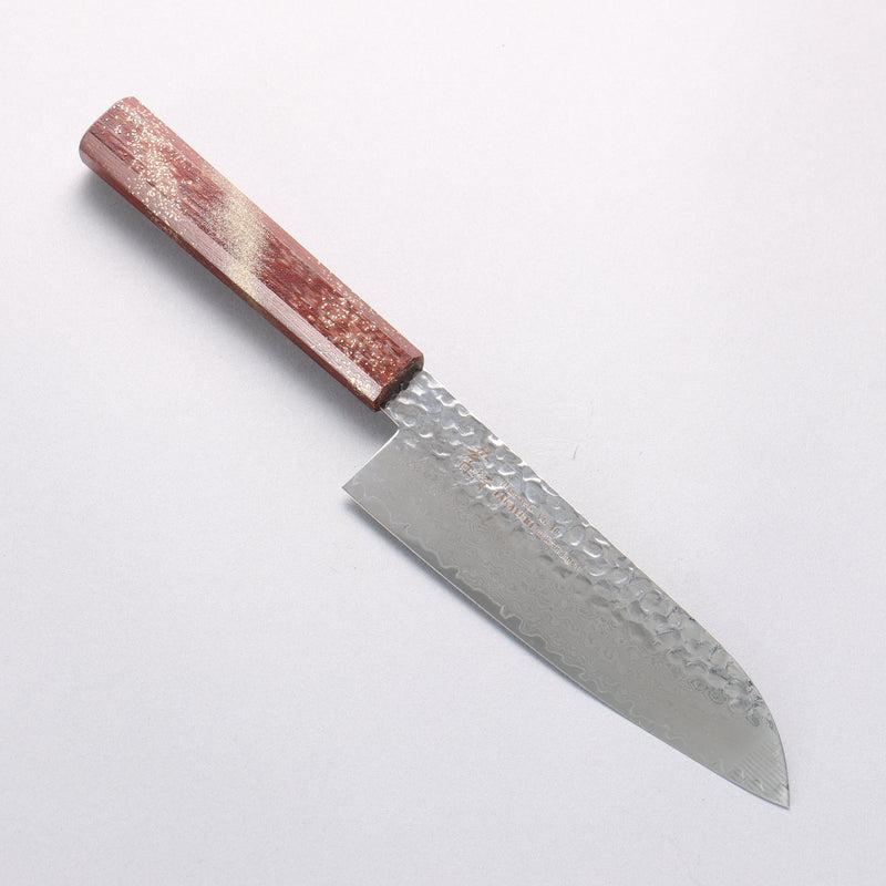 堺 孝行 VG10 33層大馬士革紋 三德刀 170mm 櫟木漆塗（星連）握把 - 清助刃物