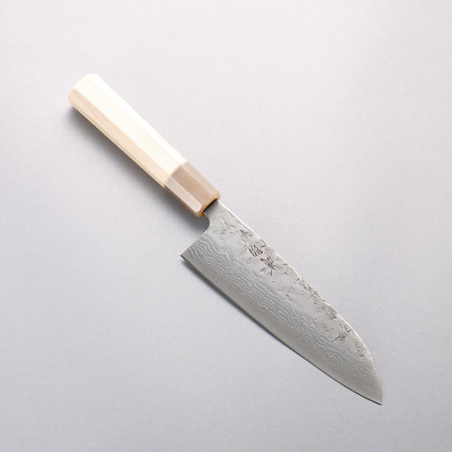 清助 瑞典鋼 大馬士革紋 和紙地 三德刀 170mm 白橡木 握把 - 清助刃物