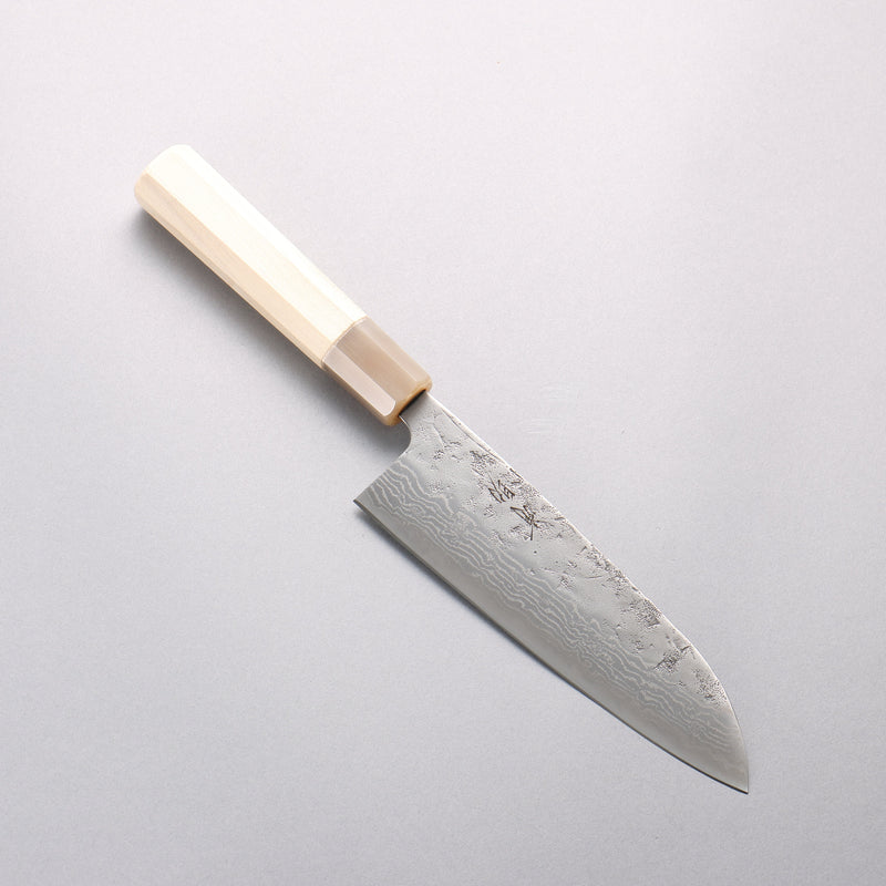 清助 瑞典鋼 大馬士革紋 和紙地 三德刀 170mm 木蘭 握把 - 清助刃物