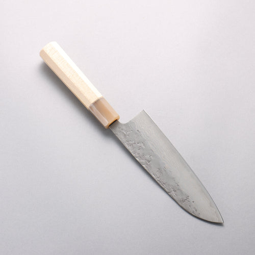 清助 瑞典鋼 大馬士革紋 和紙地 三德刀 170mm 白橡木 握把 - 清助刃物