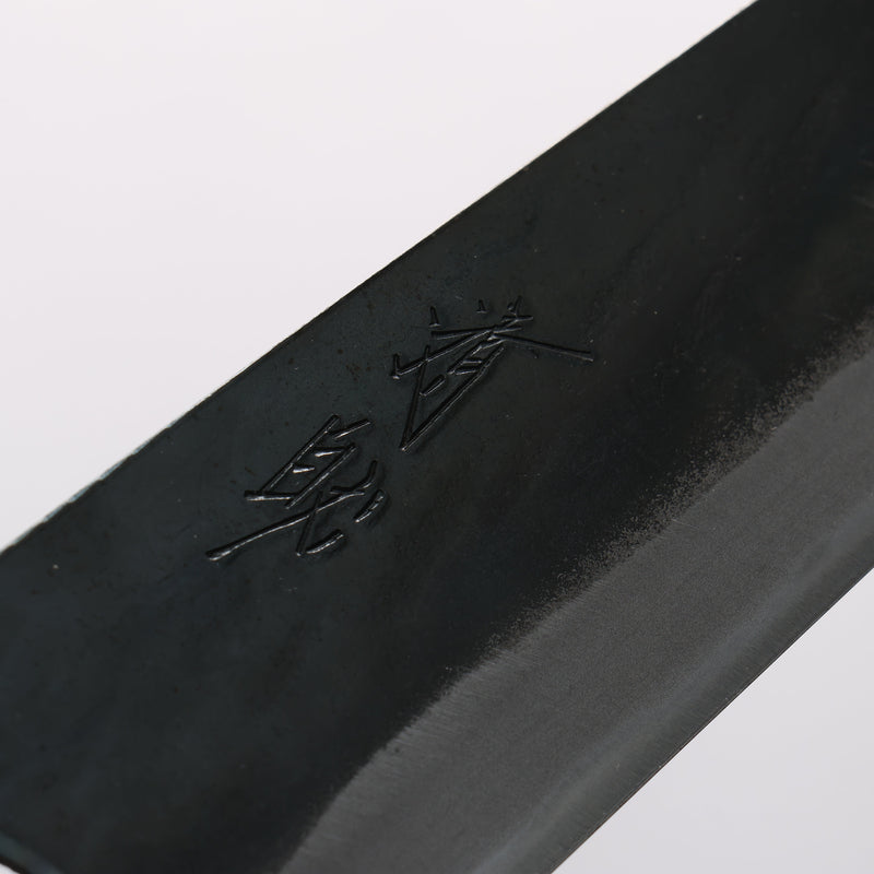 清助 青鋼一號 黑打 三德刀 165mm 燒栗木（口輪：櫻花木） 握把 - 清助刃物