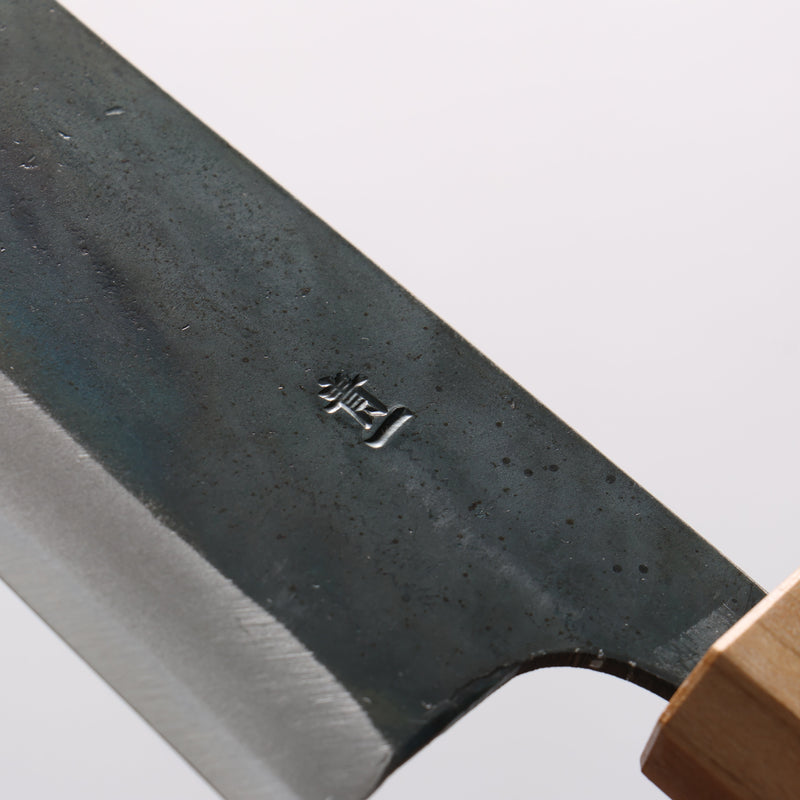 清助 青鋼一號 黑打 三德刀 165mm 燒栗木（口輪：櫻花木） 握把 - 清助刃物