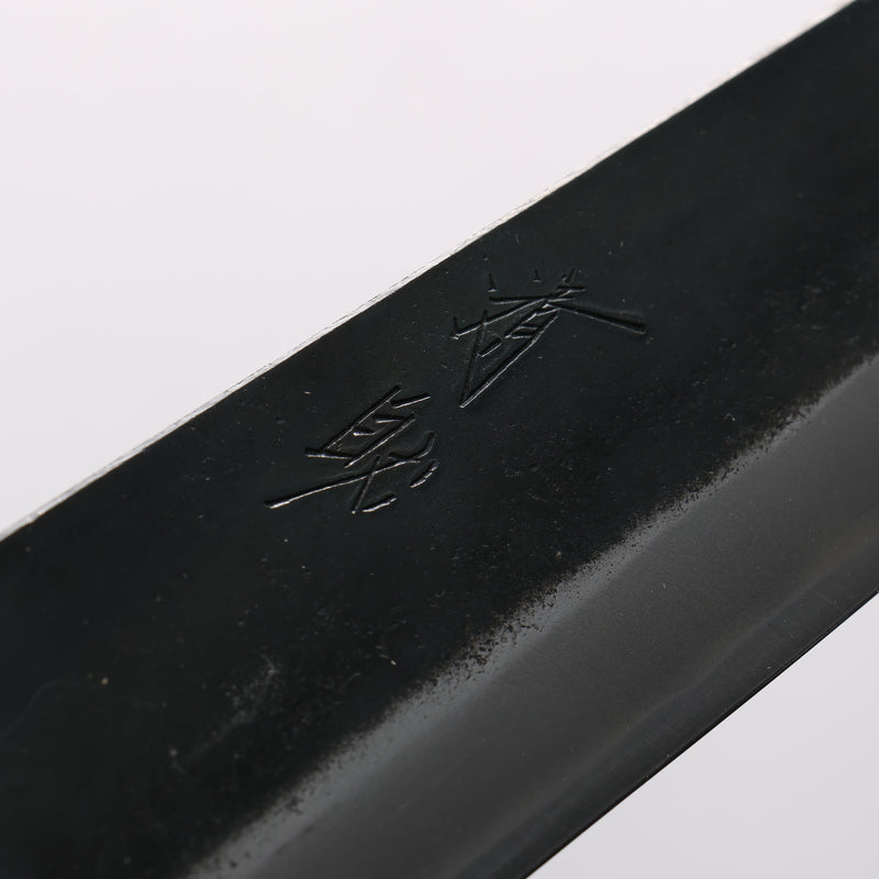 清助 超級青鋼 黑打 切付牛刀 210mm 燒栗木（口輪：櫻花木） 握把 - 清助刃物