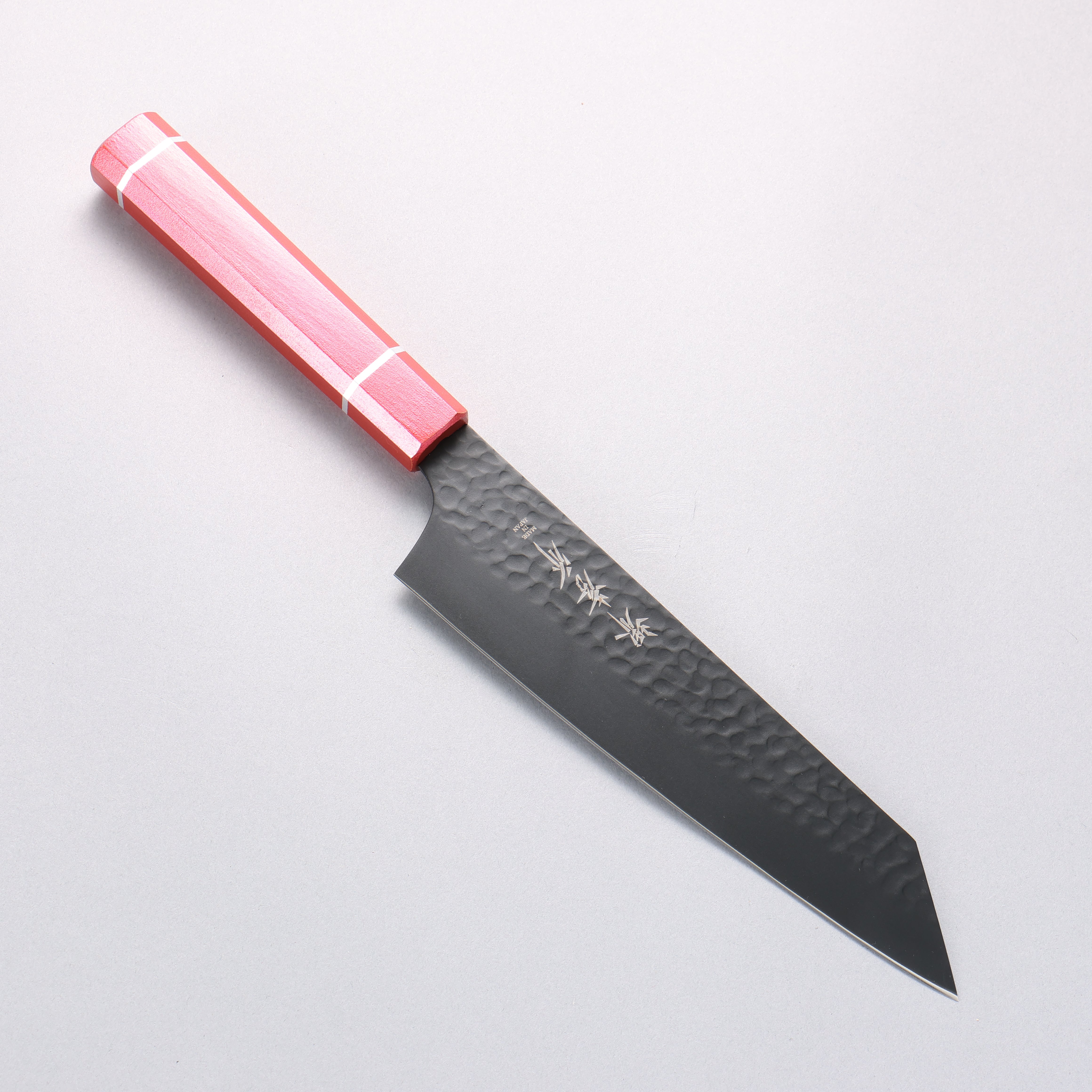 堺 孝行 黑影 VG10 鎚目 鐵氟龍塗層 劍型牛刀 190mm 櫟木漆塗（皇赤） 握把 - 清助刃物