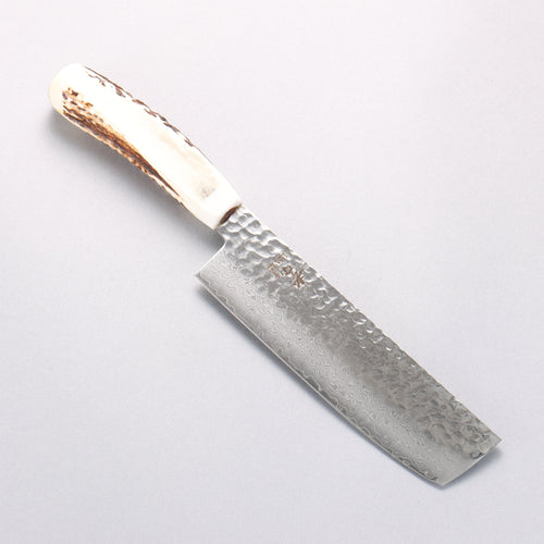 堺 孝行 VG10 33層大馬士革紋 菜切 160mm 牛骨 握把 附刀鞘 - 清助刃物