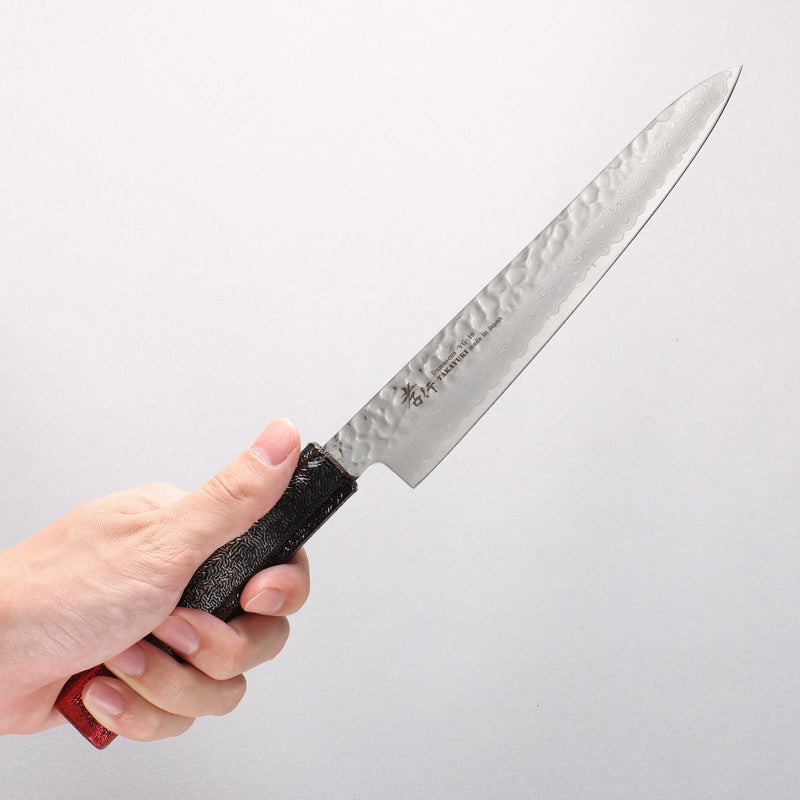 堺 孝行 琳凰 VG10 33層 大馬士革紋 多用途小刀 日本刀 180mm 紅漆塗 握把 - 清助刃物
