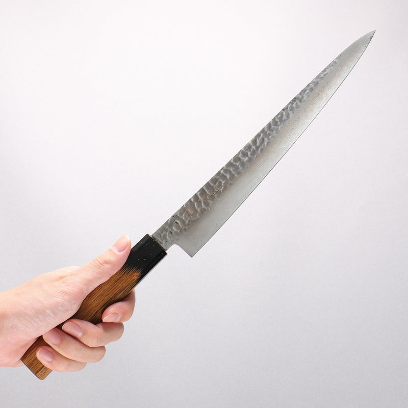 堺 孝行 VG10 33層大馬士革紋 筋引 240mm 櫟木漆塗（黑伸）握把 - 清助刃物