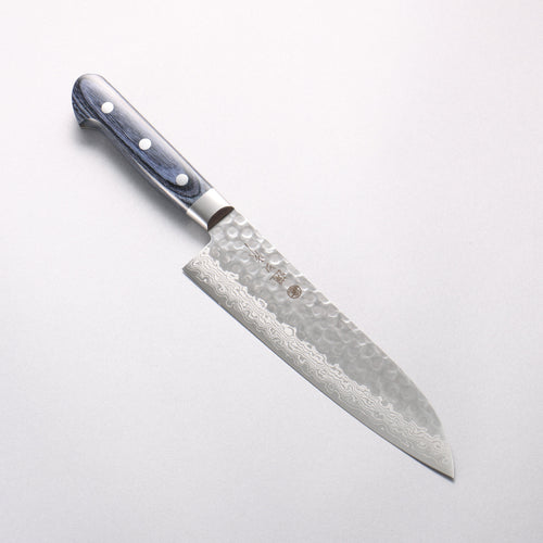 樋口 VG10 鎚目 大馬士革紋 三德刀 180mm 青合成木 握把 - 清助刃物