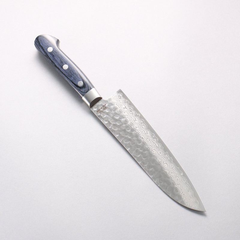 樋口 VG10 鎚目 大馬士革紋 三德刀 180mm 青合成木 握把 - 清助刃物