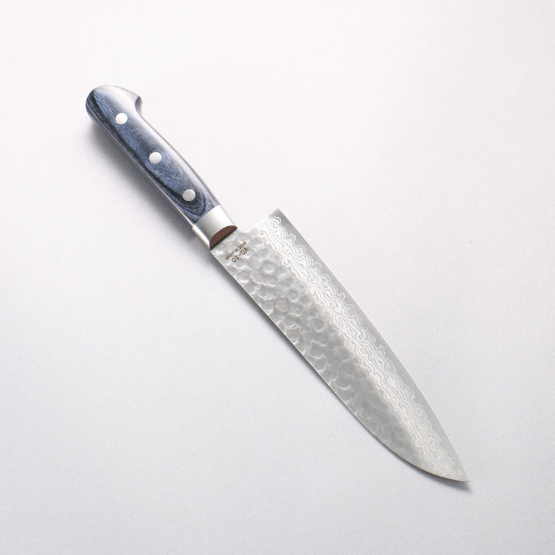 樋口 VG10 鎚目 大馬士革紋 三德刀 180mm 深藍色合成木 握把 - 清助刃物