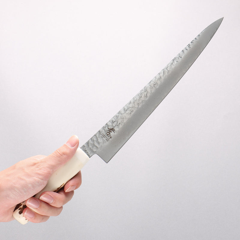 堺 孝行 VG10 33層大馬士革紋 筋引 240mm 牛骨 握把 附刀鞘 - 清助刃物