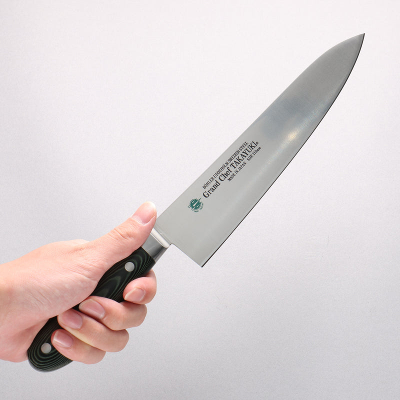 堺 孝行 大廚系列 大廚系列 瑞典鋼 牛刀 210mm 綠米卡塔（樹脂複合材料） 握把 - 清助刃物