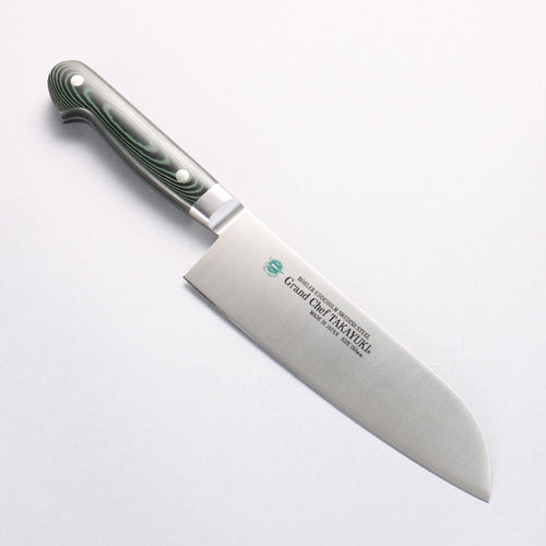 堺 孝行 大廚系列 大廚系列 瑞典鋼 三德刀 180mm 綠米卡塔（樹脂複合材料） 握把 - 清助刃物