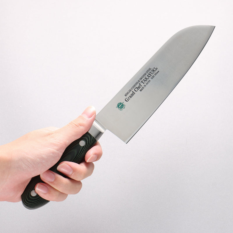 堺 孝行 大廚系列 大廚系列 瑞典鋼 三德刀 180mm 綠米卡塔（樹脂複合材料） 握把 - 清助刃物