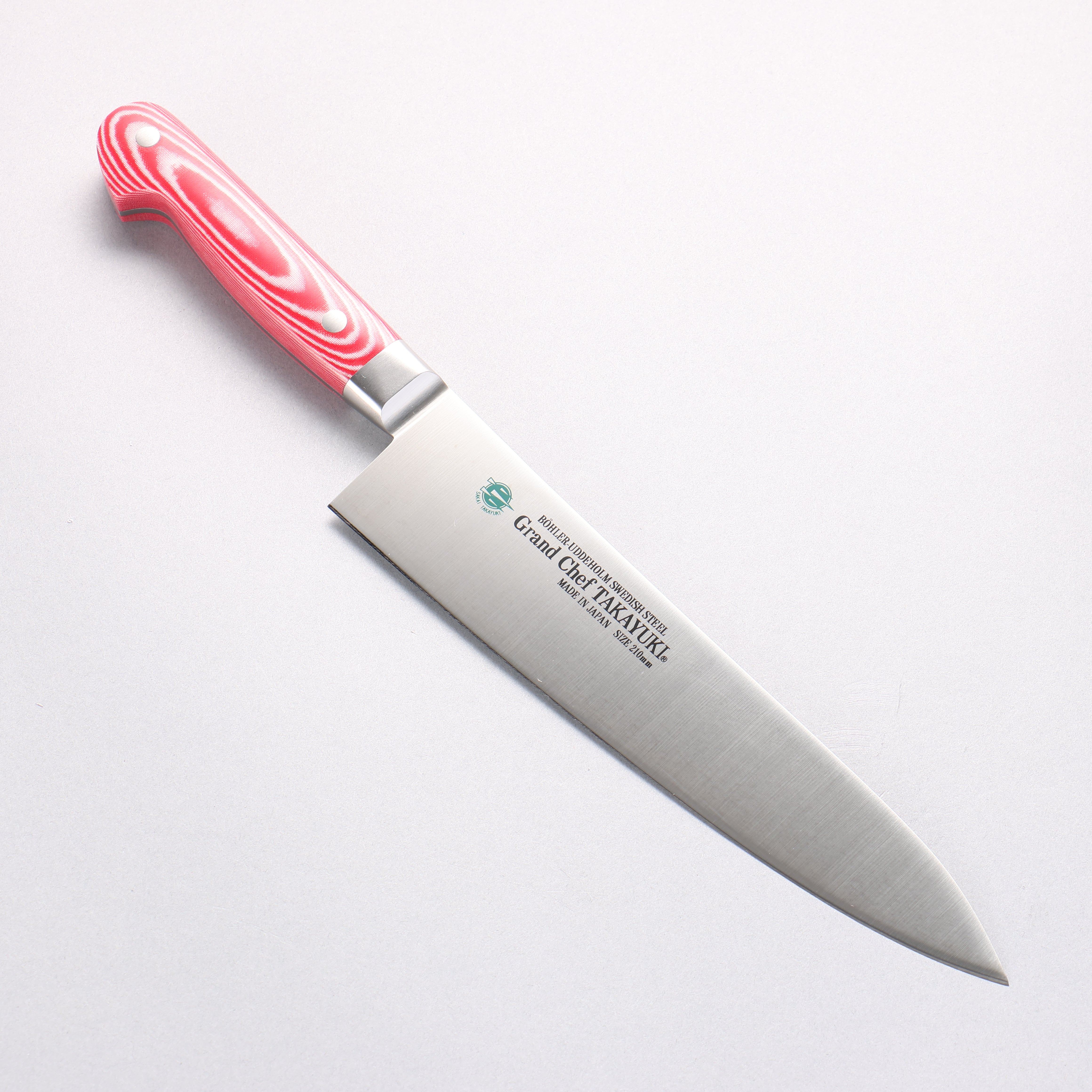 堺 孝行 大廚系列 大廚系列 瑞典鋼 牛刀 210mm 紅米卡塔（樹脂複合材料） 握把 - 清助刃物