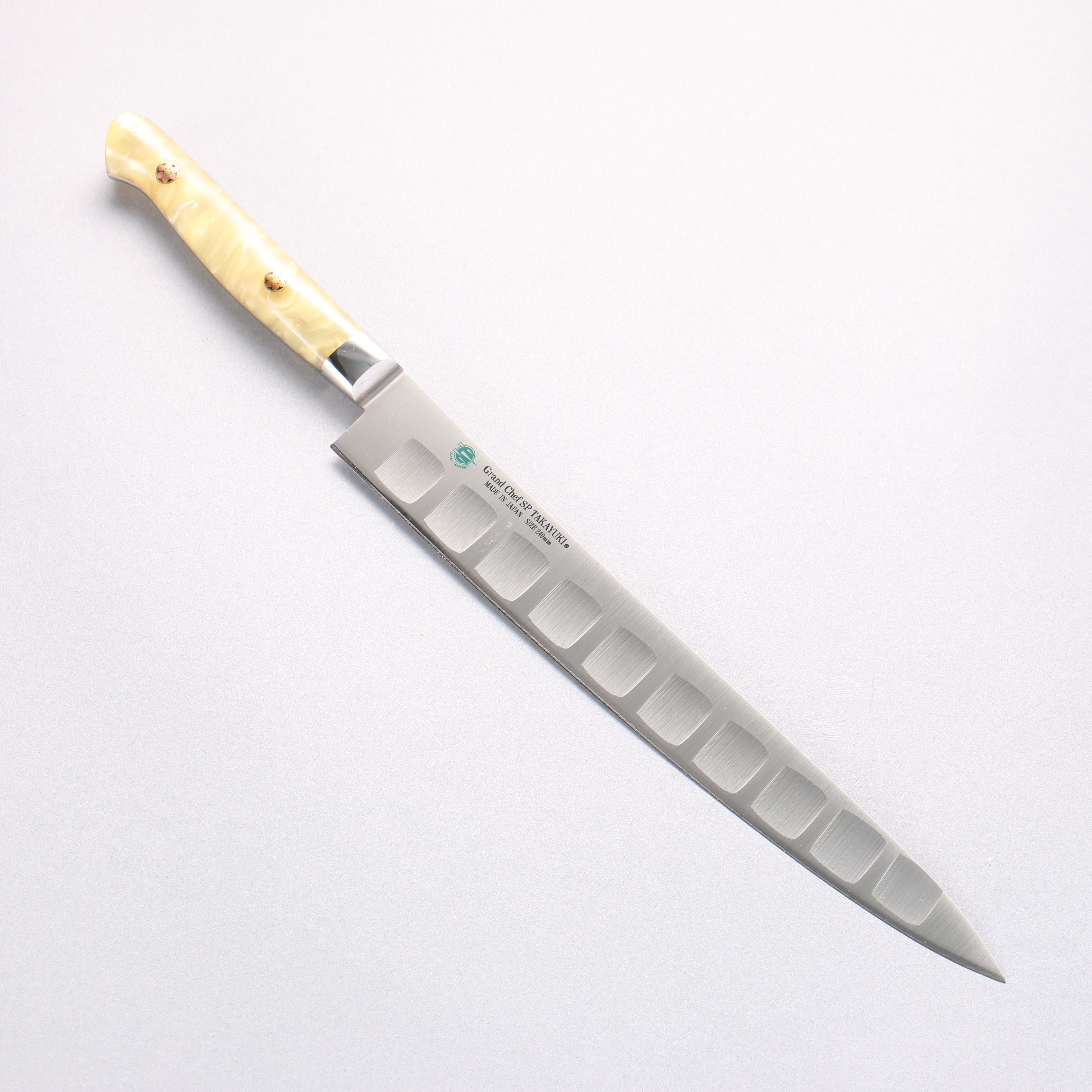 堺 孝行 大廚系列 SP 瑞典鋼 鮭魚筋引 240mm SP Type III (珍珠) 握把 - 清助刃物