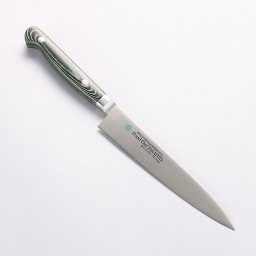 堺 孝行 大廚系列 大廚系列 瑞典鋼 多用途小刀 150mm 綠米卡塔（樹脂複合材料） 握把 - 清助刃物