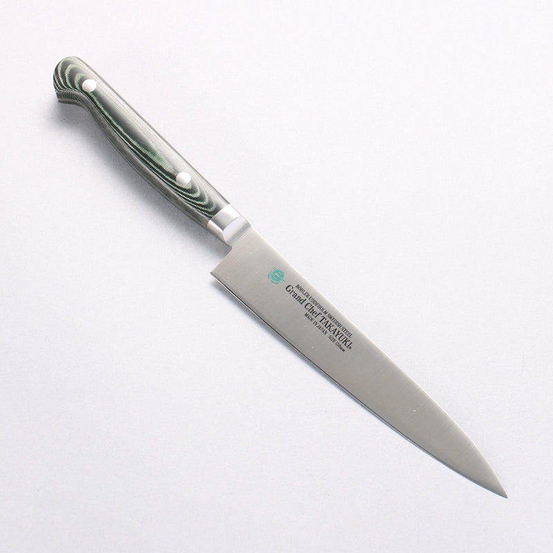 堺 孝行 大廚系列 大廚系列 瑞典鋼 多用途小刀 150mm 綠米卡塔（樹脂複合材料） 握把 - 清助刃物