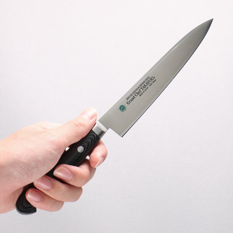 堺 孝行 大廚系列 大廚系列 瑞典鋼 多用途小刀 150mm 黑米卡塔（樹脂複合材料） 握把 - 清助刃物