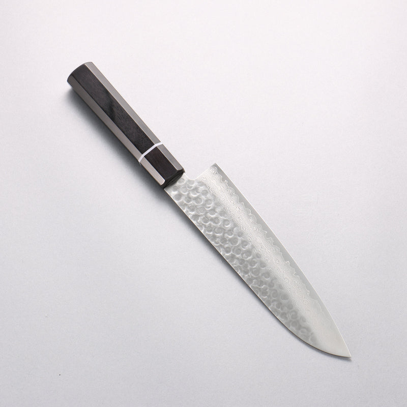 清助 VG10 鎚目 大馬士革紋 三德刀 180mm 黑合成木 握把 - 清助刃物