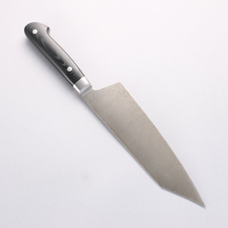 堺 孝行 無芯 大馬士革紋 劍型牛刀 190mm 黑米卡塔（樹脂複合材料）握把 - 清助刃物