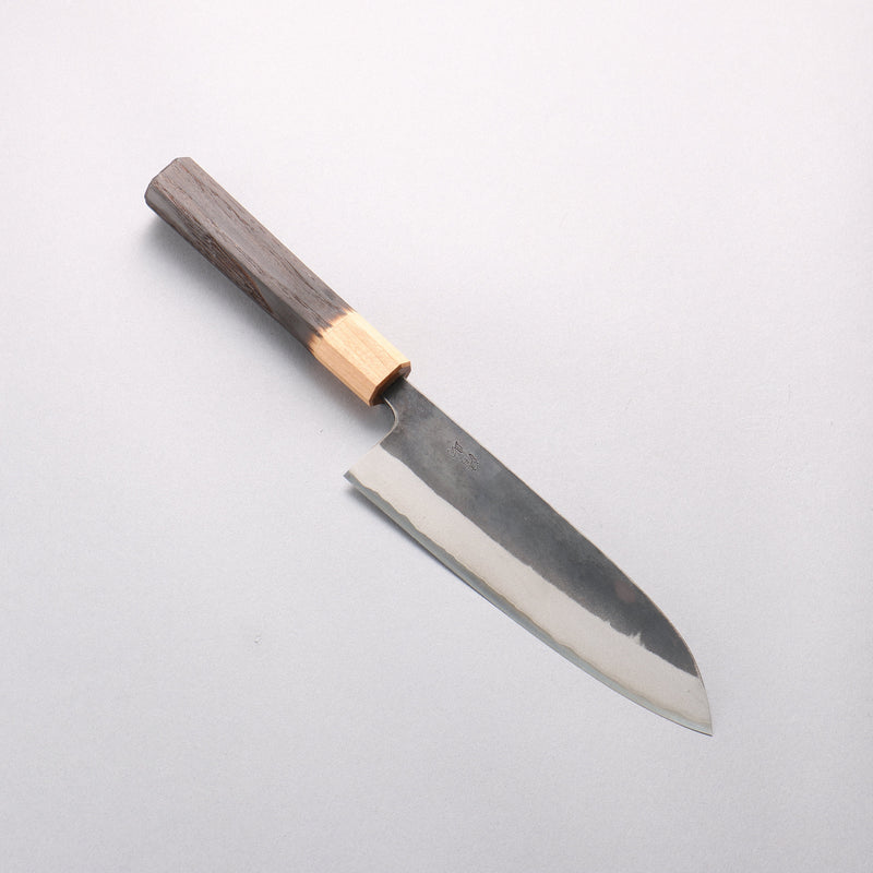 清助 青鋼二號 黑打 三德刀 170mm 燒栗木（口輪：櫻花木） 握把 - 清助刃物