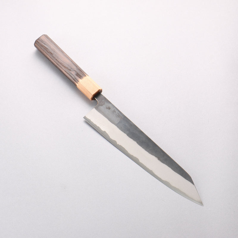 清助 青鋼二號 黑打 切付牛刀 210mm 燒栗木（口輪：櫻花木） 握把 - 清助刃物
