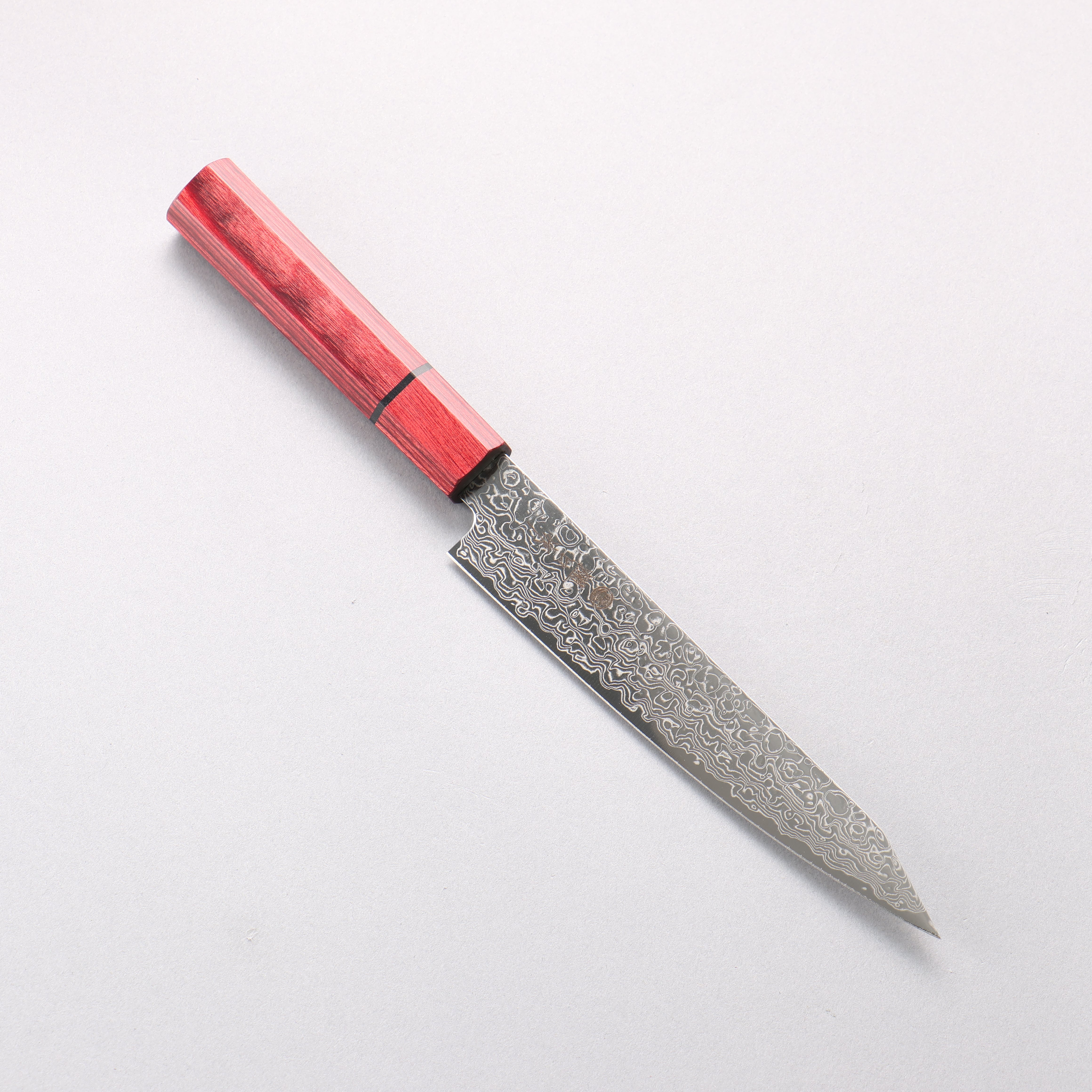樋口 SG2 大馬士革紋 打磨處理 切付多用途小刀 150mm 紅合成木 握把 - 清助刃物