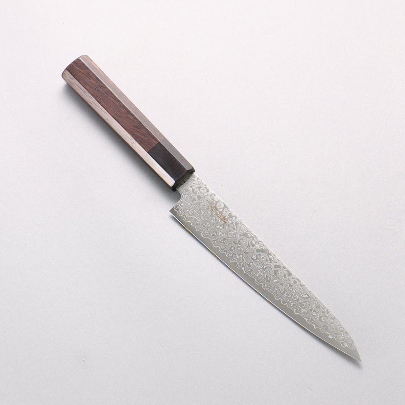 清助 VG10 大馬士革紋 打磨處理 多用途小刀 150mm 紫檀木（口輪：黑合成木） 握把 - 清助刃物