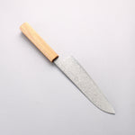 清助 ZA-18 大馬士革紋 打磨處理 三德刀 180mm 白橡木 握把 - 清助刃物