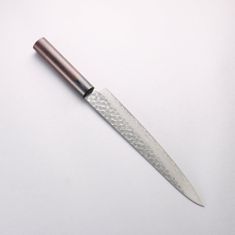 清助 Sumi VG10 鎚目 大馬士革紋 筋引 240mm 紫檀木（口輪：黑合成木） 握把 - 清助刃物