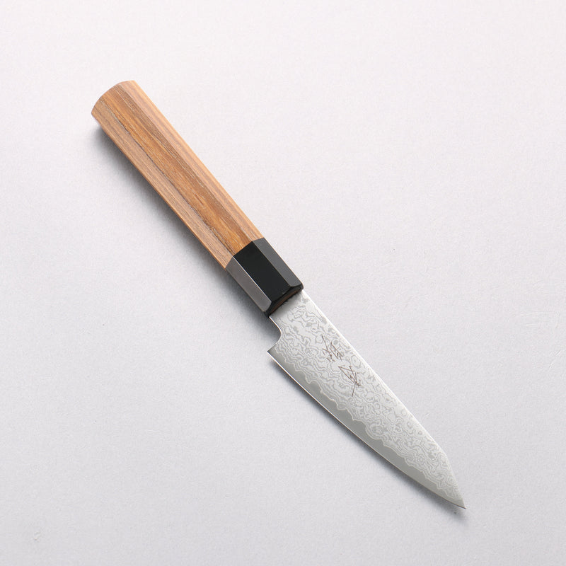 清助 VG10 大馬士革紋 切付多用途小刀 105mm 柚木 (口輪：黑塑膠) 握把 - 清助刃物
