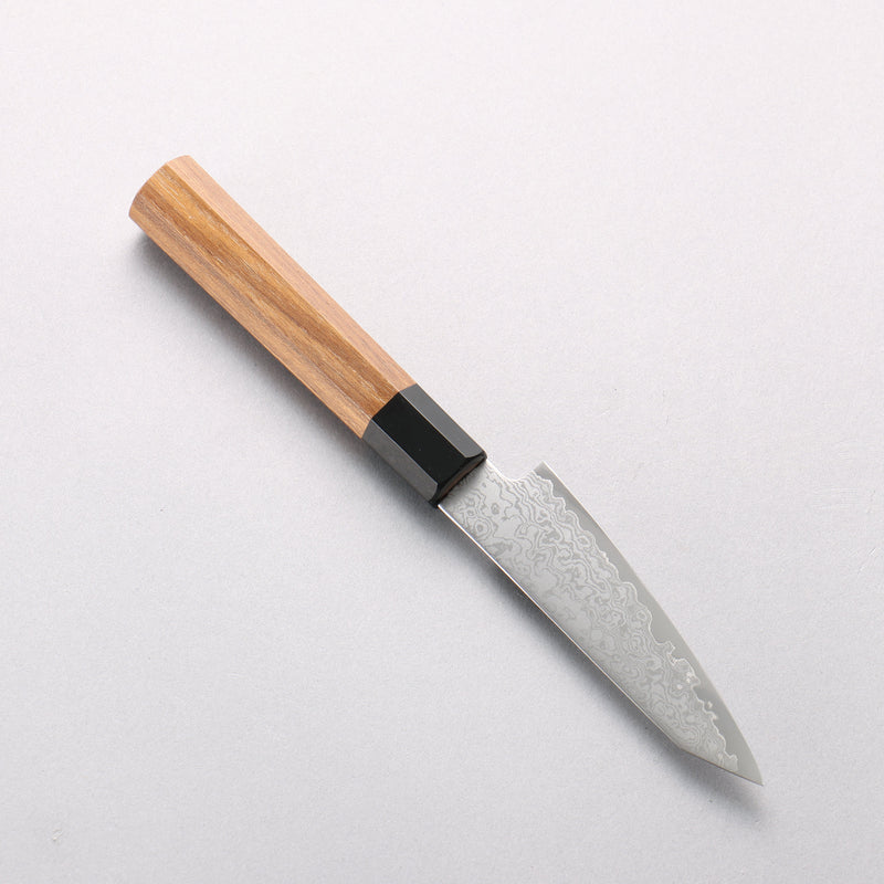 清助 VG10 大馬士革紋 切付多用途小刀 105mm 柚木 (口輪：黑塑膠) 握把 - 清助刃物