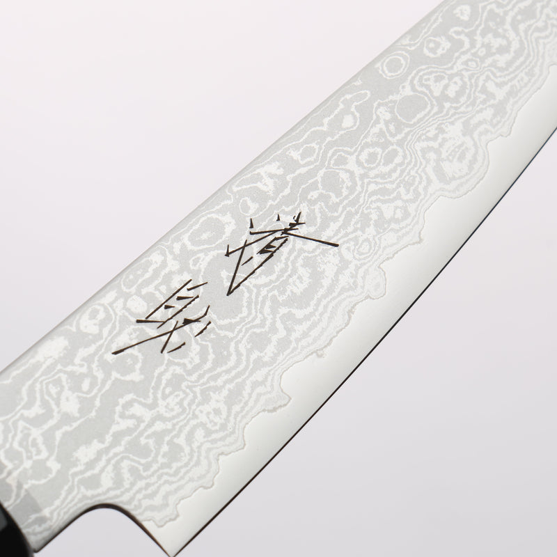 清助 VG10 大馬士革紋 切付多用途小刀 105mm 柚木 (口輪：黑塑膠) 握把 - 清助刃物