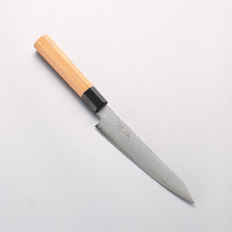 清助 VG10 大馬士革紋 切付多用途小刀 120mm 柚木 (口輪：黑塑膠) 握把 - 清助刃物