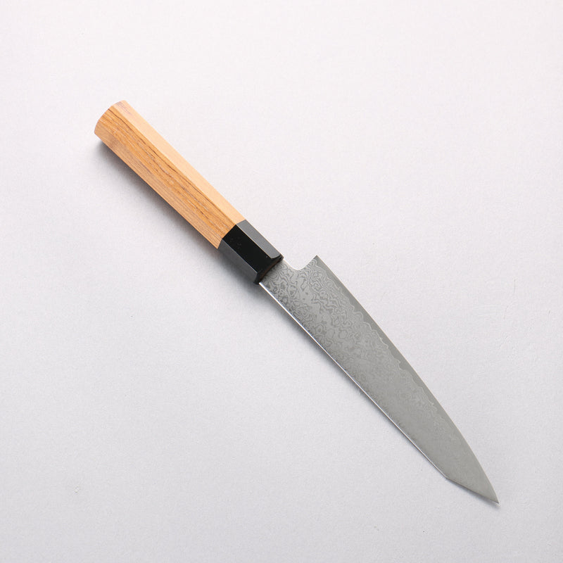 清助 VG10 大馬士革紋 切付多用途小刀 120mm 柚木 (口輪：黑塑膠) 握把 - 清助刃物