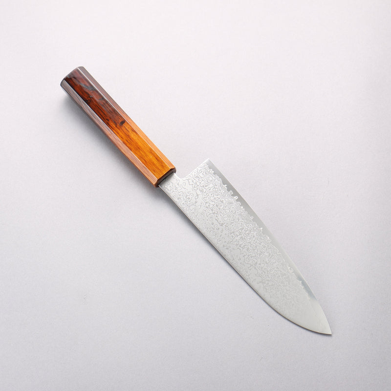 清助 VG10 大馬士革紋 三德刀 180mm 燒木漆塗 握把 - 清助刃物