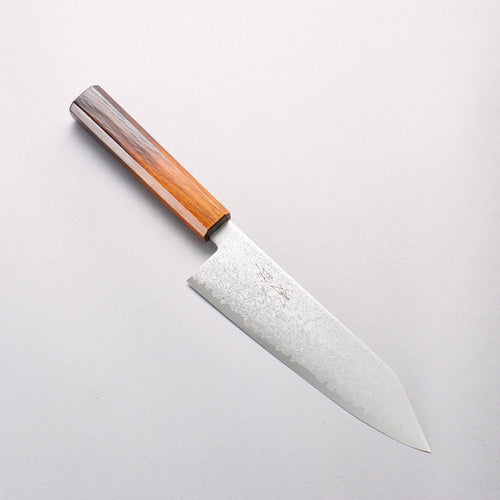 清助 VG10 大馬士革紋 切付三德刀 180mm 燒木漆塗 握把 - 清助刃物