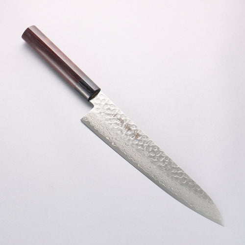 堺 孝行 AUS10 45層大馬士革紋 牛刀 240mm 紫檀木握把 - 清助刃物