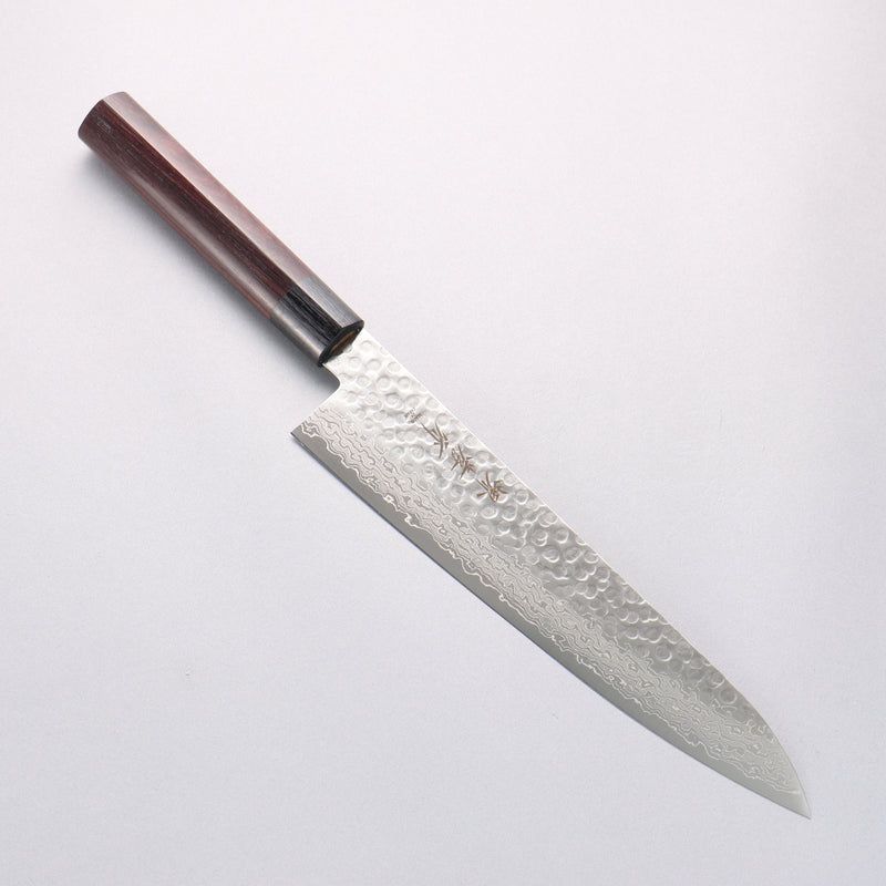 堺 孝行 AUS10 45層大馬士革紋 牛刀 240mm 紫檀木握把 - 清助刃物