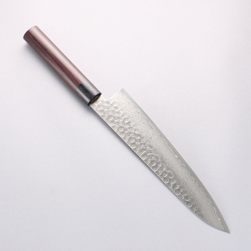 堺 孝行 AUS10 45層大馬士革紋 牛刀 240mm 紫檀木握把 - 清助刃物