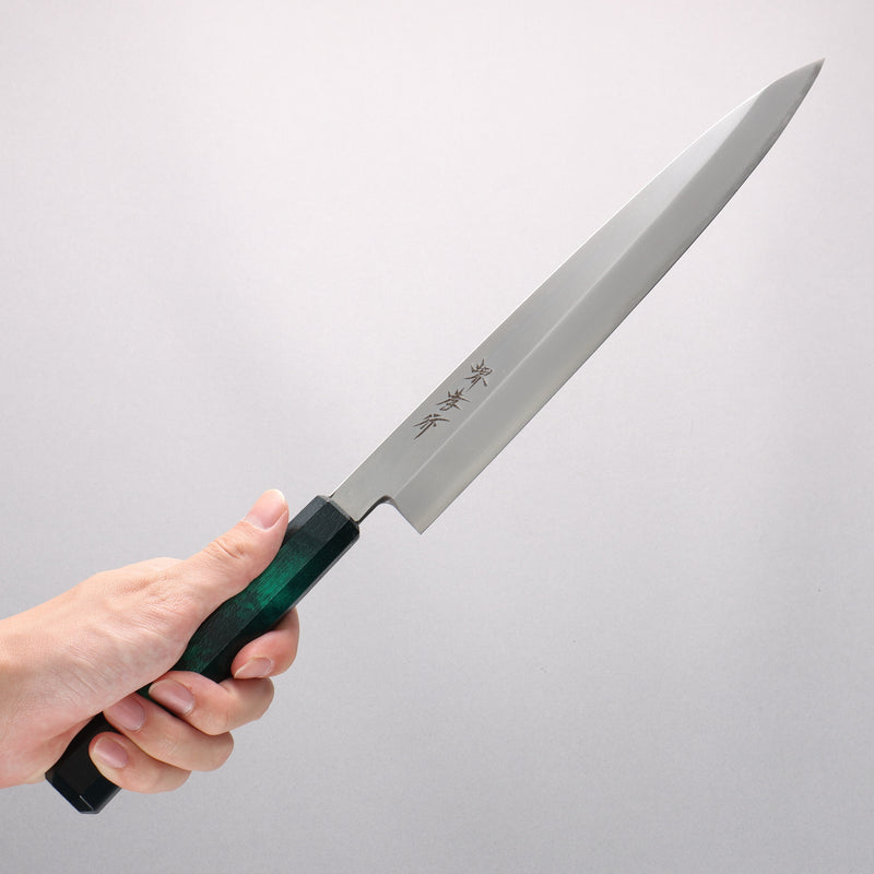 堺 孝行 七色 INOX 鉬鋼 柳刃 270mm ABS 樹脂（綠玳瑁）握把 - 清助刃物