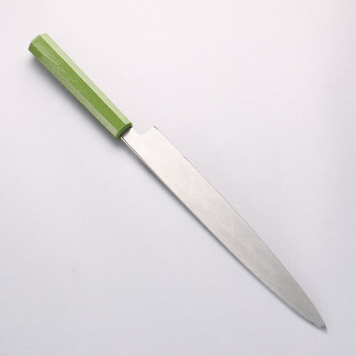 堺 孝行 七色 INOX 鉬鋼 柳刃 270mm ABS 樹脂（黃綠色珠光）握把 - 清助刃物