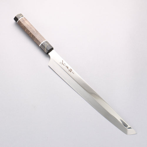 堺 孝行 銀龍 本燒 瑞典鋼 鏡面處理 先丸柳刃 300mm 穩定木 握把 附刀鞘 - 清助刃物
