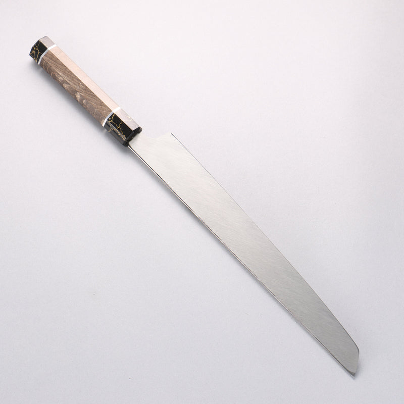 堺 孝行 銀龍 本燒 瑞典鋼 鏡面處理 先丸柳刃 300mm 穩定木 握把 附刀鞘 - 清助刃物