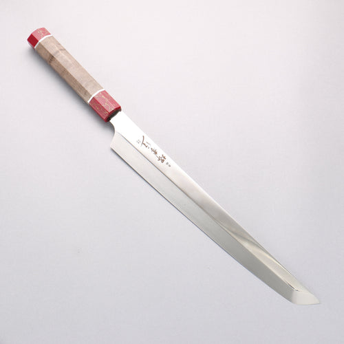 堺 孝行 銀龍 本燒 瑞典鋼 鏡面處理 先丸柳刃 300mm 穩定木 握把 附刀鞘 - 清助刃物