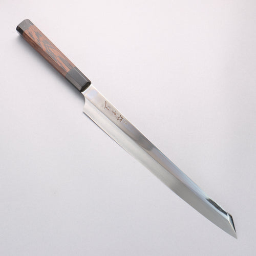 堺 孝行 銀龍 本燒 瑞典鋼 鏡面處理 劍型柳刃 300mm 雞翅木（兩側帶水牛環型設計）握把 附刀鞘 - 清助刃物