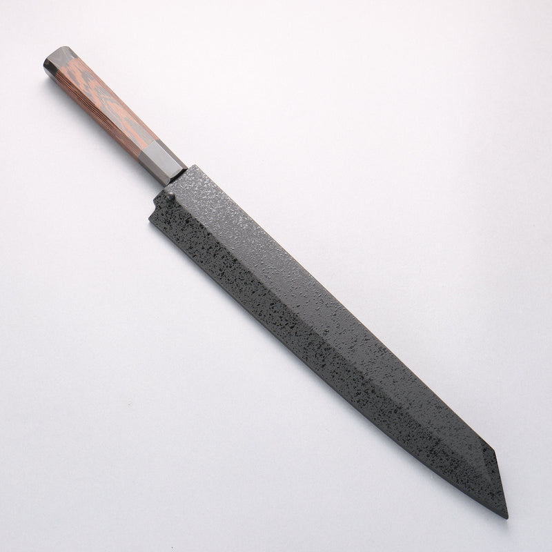 堺 孝行 銀龍 本燒 瑞典鋼 鏡面處理 劍型柳刃 300mm 雞翅木（兩側帶水牛環型設計）握把 附刀鞘 - 清助刃物