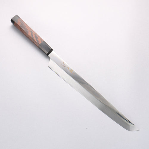 堺 孝行 銀龍 本燒 瑞典鋼 鏡面處理 先丸柳刃 300mm 雞翅木（兩側帶水牛環型設計）握把 附刀鞘 - 清助刃物